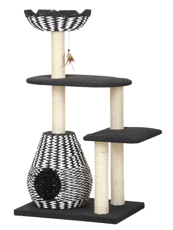 PetPals Ace Black and White Cat Tree - Stylish and Multi-Activity Tree
