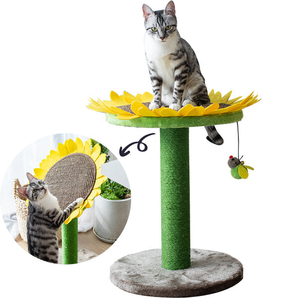 2-in-1 Sunflower Cat Scratching Post - Colorful Cat Furniture for Play and Scratch